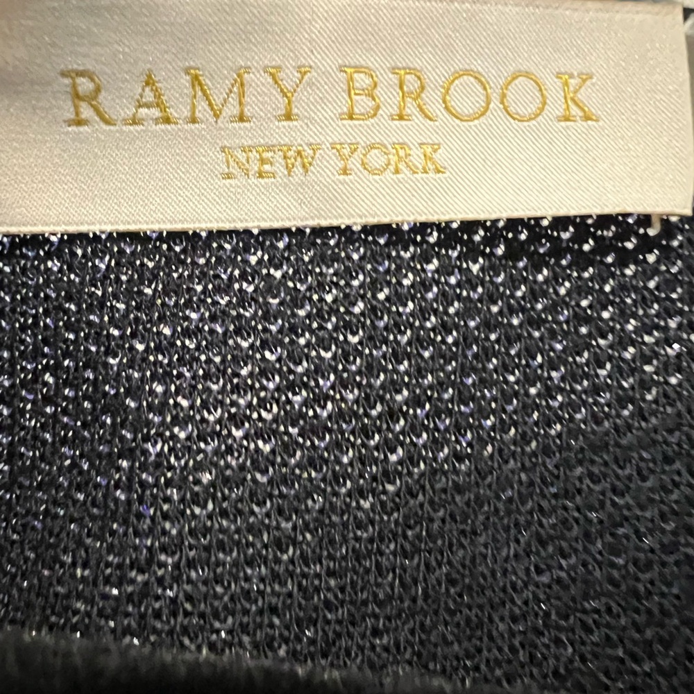 Ramy Brook Carmella Twist-Front Navy Metallic Top Size M - Picture 6 of 8